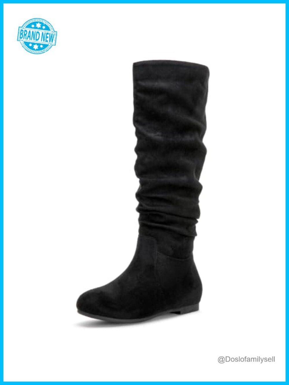 Women's Suede Knee High Slouch Boots Flat Pull On Tall Boot